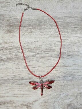 Whimsy Bejewled Dragonfly Cord Necklace